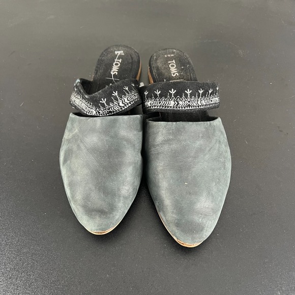Toms Jutti Mules Women's Size US 6.5W Blue Leather Casual Comfort Slip On Flats - Picture 4 of 15